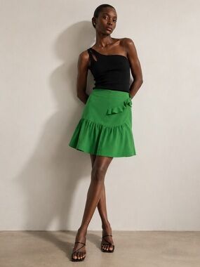 Sandra Angelozzi Women’s Green Ruffle Detail Wrap Skirt Size 38